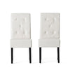 Alina Dining Chair Set of 2, Ivory Bonded Leather, Black