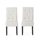 Alina Dining Chair Set of 2, Ivory Bonded Leather, Black