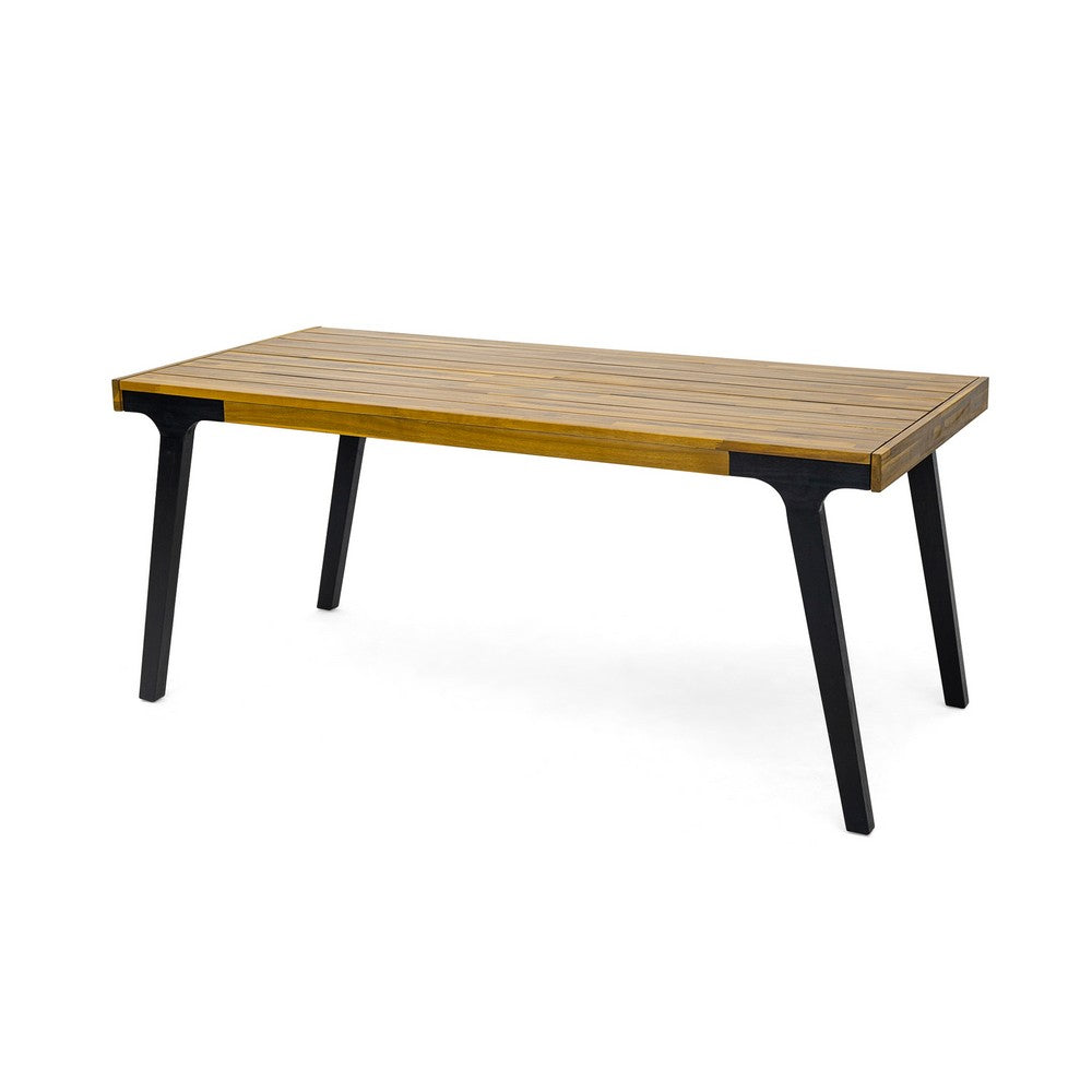 Sheldon Outdoor Dining Table, 69" Rectangular Brown, Black