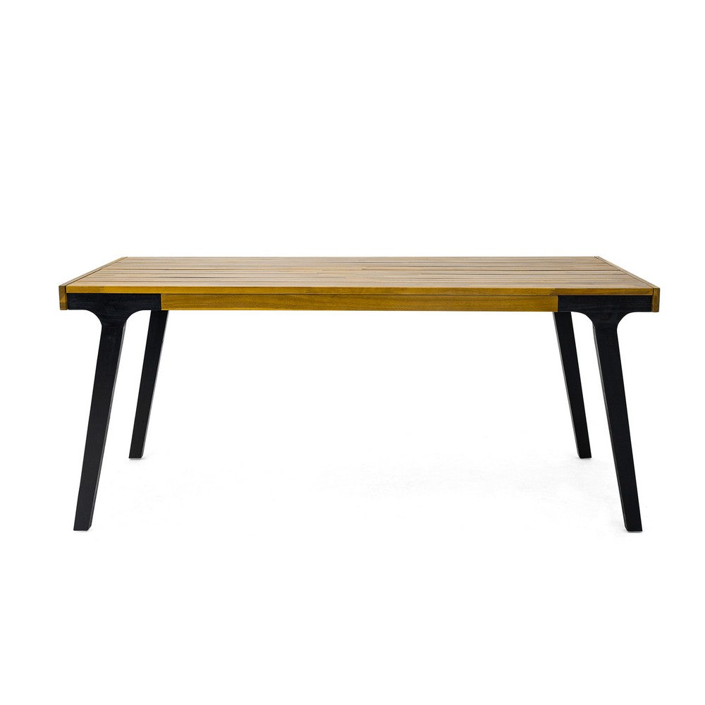 Sheldon Outdoor Dining Table, 69" Rectangular Brown, Black