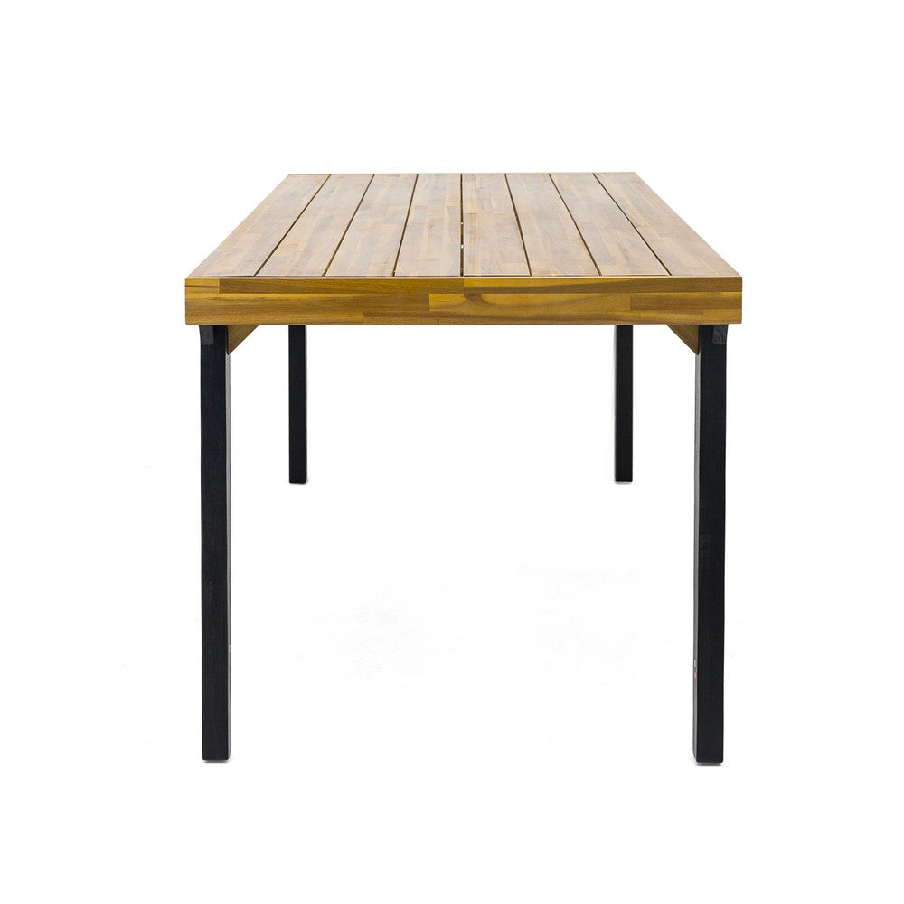 Sheldon Outdoor Dining Table, 69" Rectangular Brown, Black