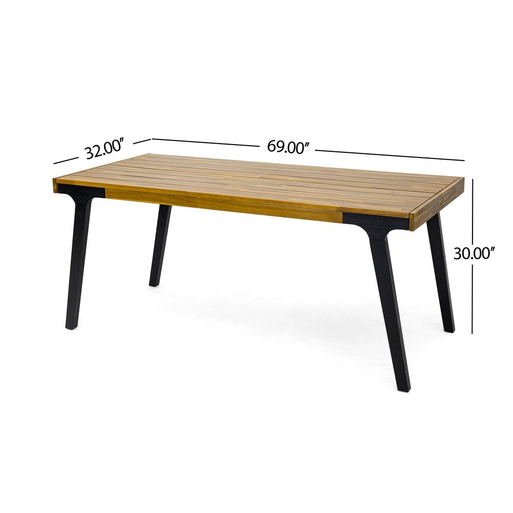 Sheldon Outdoor Dining Table, 69" Rectangular Brown, Black