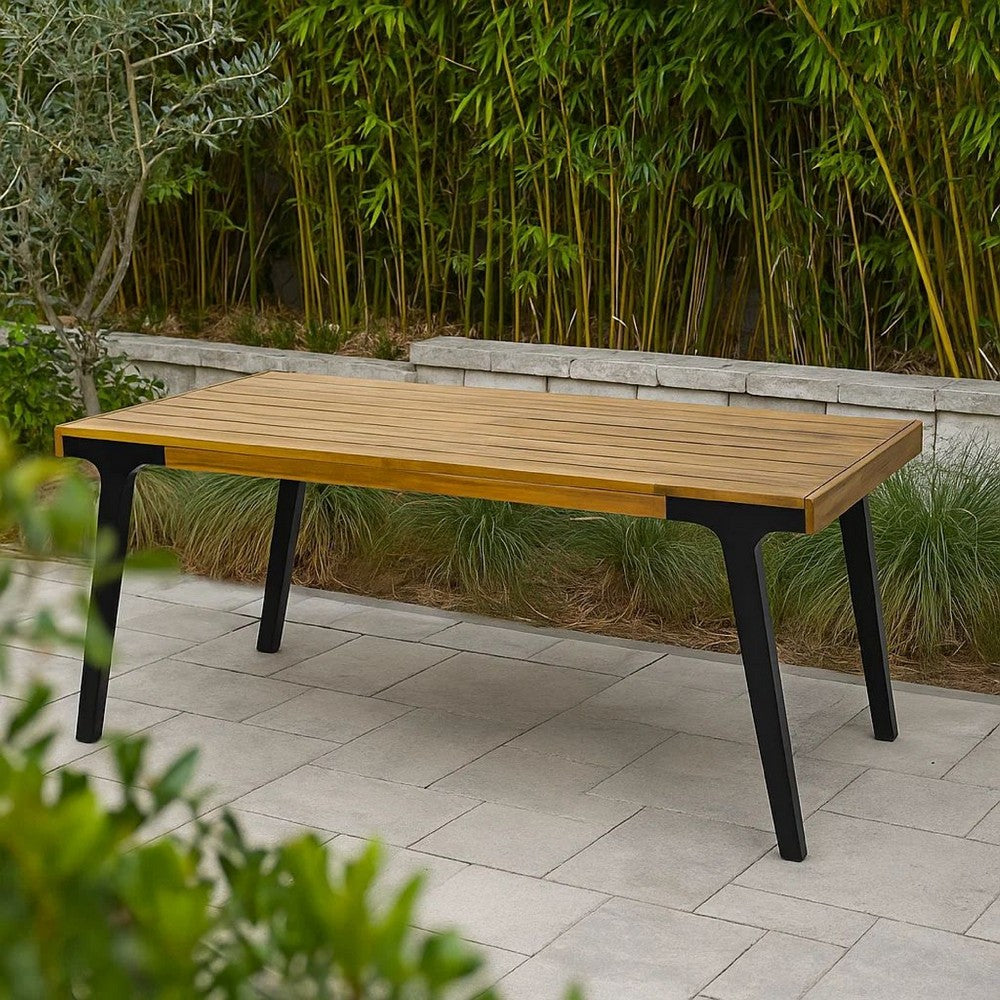 Sheldon Outdoor Dining Table, 69" Rectangular Brown, Black