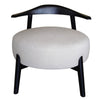 Noel Accent Chair, White Fabric, Round Foam Cushion, Black