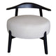 Noel Accent Chair, White Fabric, Round Foam Cushion, Black