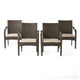 Laila Outdoor Stackable Chair Set of 4, Beige, Brown Rattan