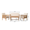 Sayan 4pc Outdoor Coffee Table Set Loveseat 2 Chairs Beige Brown