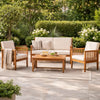 Sayan 4pc Outdoor Coffee Table Set, Loveseat, 2 Chairs, Beige, Brown