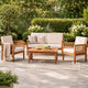 Sayan 4pc Outdoor Coffee Table Set, Loveseat, 2 Chairs, Beige, Brown