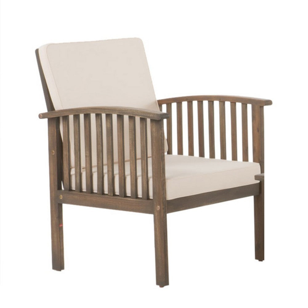 Sayan 4pc Outdoor Coffee Table Set, Loveseat, 2 Chairs, Beige and Gray