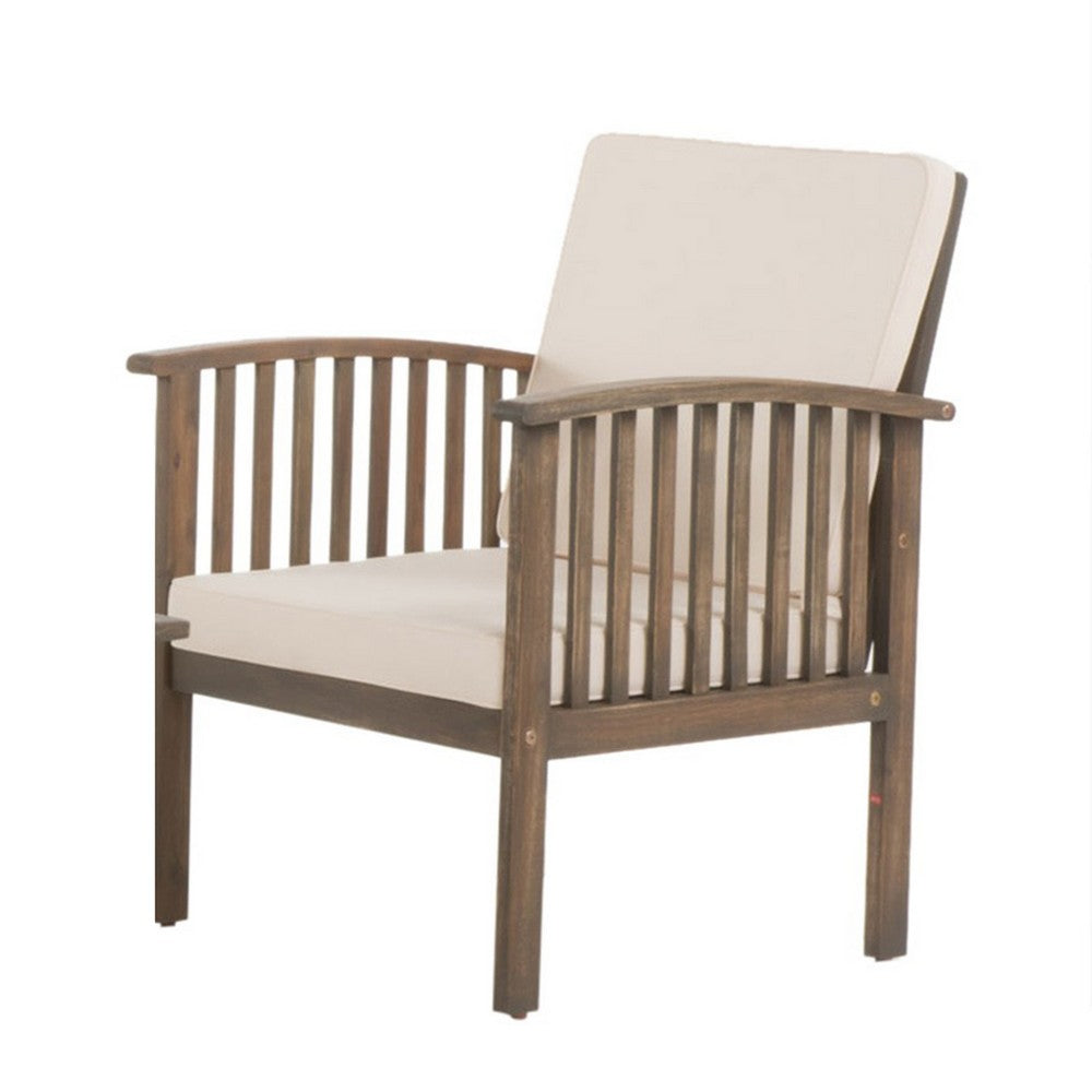 Sayan 4pc Outdoor Coffee Table Set, Loveseat, 2 Chairs, Beige and Gray