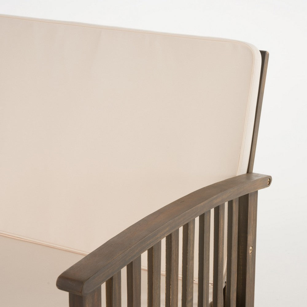 Sayan 4pc Outdoor Coffee Table Set, Loveseat, 2 Chairs, Beige and Gray