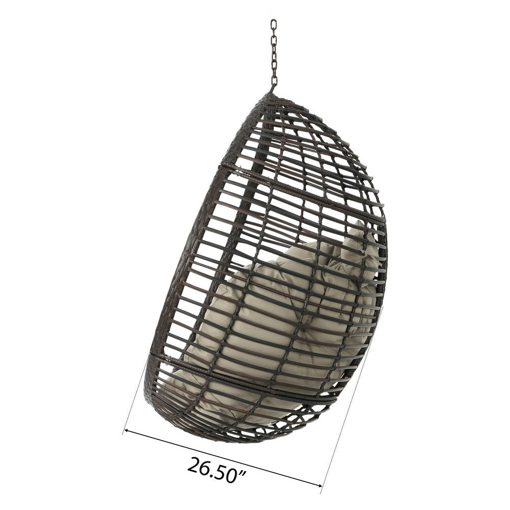 Jaya Outdoor Hanging Chair, Basket Khaki Brown Wicker, 47