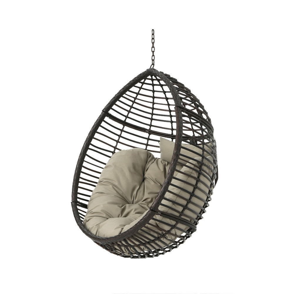 Jaya Outdoor Hanging Chair, Basket Khaki Brown Wicker, 47