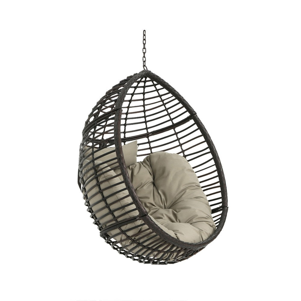 Jaya Outdoor Hanging Chair, Basket Khaki Brown Wicker, 47