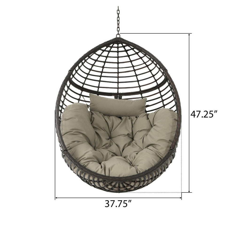 Jaya Outdoor Hanging Chair, Basket Khaki Brown Wicker, 47
