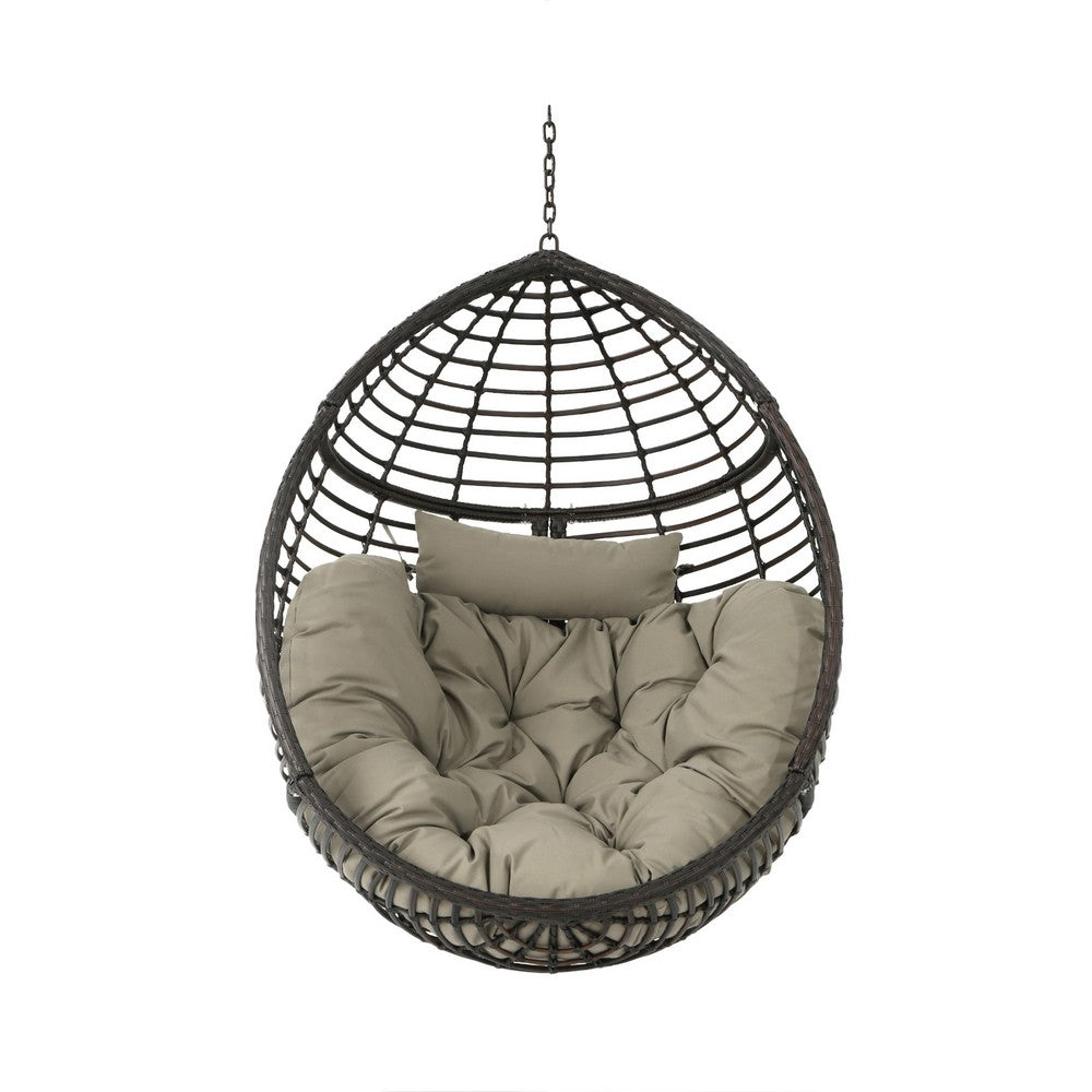 Jaya Outdoor Hanging Chair, Basket Khaki Brown Wicker, 47
