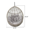 Jaya Outdoor Hanging Chair, Basket Shaped Gray Wicker, 47