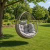 Jaya Outdoor Hanging Chair, Basket Shaped Gray Wicker, 47