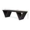 Riah Outdoor Bench, Slat Design, Angled 63" Dark Gray Wood