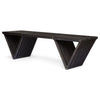 Riah Outdoor Bench, Slat Design, Angled 63" Dark Gray Wood