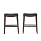 Clare Barstool Set of 2, Black Faux Leather, Nailhead Trim, Dark Brown