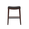 Clare Barstool Set of 2 Black Faux Leather Nailhead Trim Dark Brown BM323588