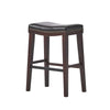 Clare Barstool Set of 2 Black Faux Leather Nailhead Trim Dark Brown BM323588
