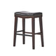 Clare Barstool Set of 2 Black Faux Leather Nailhead Trim Dark Brown BM323588