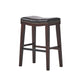 Clare Barstool Set of 2, Black Faux Leather, Nailhead, Brown