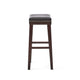 Clare Barstool Set of 2 Black Faux Leather Nailhead Trim Dark Brown BM323588