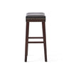 Clare Barstool Set of 2, Black Faux Leather, Nailhead, Brown