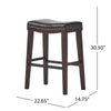 Clare Barstool Set of 2, Black Faux Leather, Nailhead, Brown
