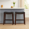Clare Barstool Set of 2, Black Faux Leather, Nailhead, Brown