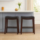 Clare Barstool Set of 2, Black Faux Leather, Nailhead, Brown