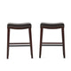 Clare Barstool Set of 2, Black Faux Leather, Nailhead, Brown