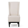 Becca Dining Chair, Beige Fabric, High Back Design, Black