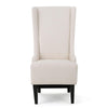 Becca Dining Chair Beige Fabric High Wingback Tapered Black Legs BM323589