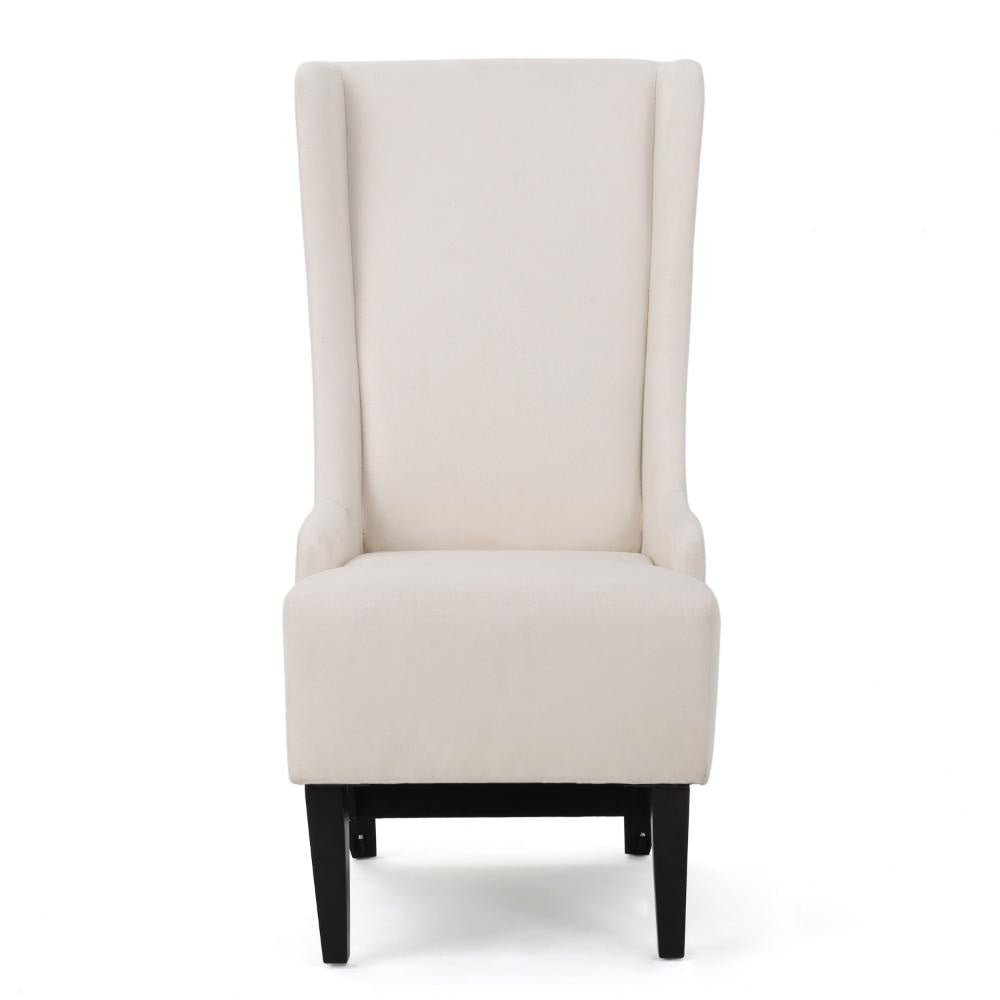 Becca Dining Chair Beige Fabric High Wingback Tapered Black Legs BM323589