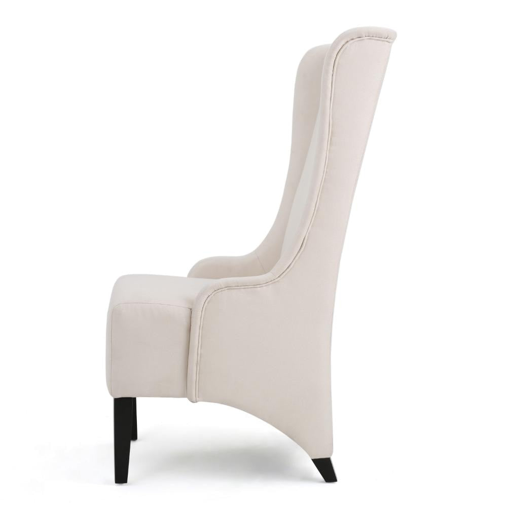 Becca Dining Chair Beige Fabric High Wingback Tapered Black Legs BM323589
