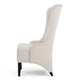 Becca Dining Chair, Beige Fabric, High Back Design, Black