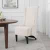 Becca Dining Chair, Beige Fabric, High Wingback, Tapered Black Legs