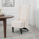 Becca Dining Chair, Beige Fabric, High Wingback, Tapered Black Legs