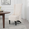 Becca Dining Chair, Beige Fabric, High Back Design, Black