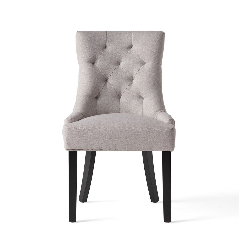 Chen Dining Chair Set of 2, Light Gray Tufted Fabric