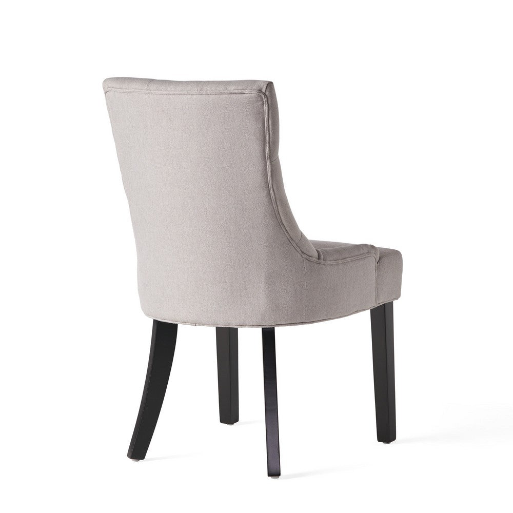Chen Dining Chair Set of 2, Light Gray Tufted Fabric