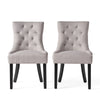 Chen Dining Chair Set of 2, Light Gray Tufted Fabric