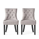 Chen Dining Chair Set of 2, Light Gray Tufted Fabric