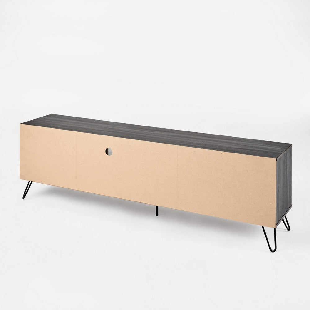 Alfie TV Media Console, 2 Cabinets, 2 Shelves, Gray, 71"