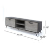 Alfie TV Media Console, 2 Cabinets, 2 Shelves, Gray, 71"
